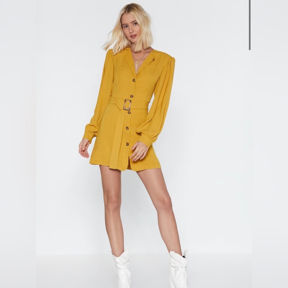 *NWT* NASTY GAL mustard yellow Shirt Dress